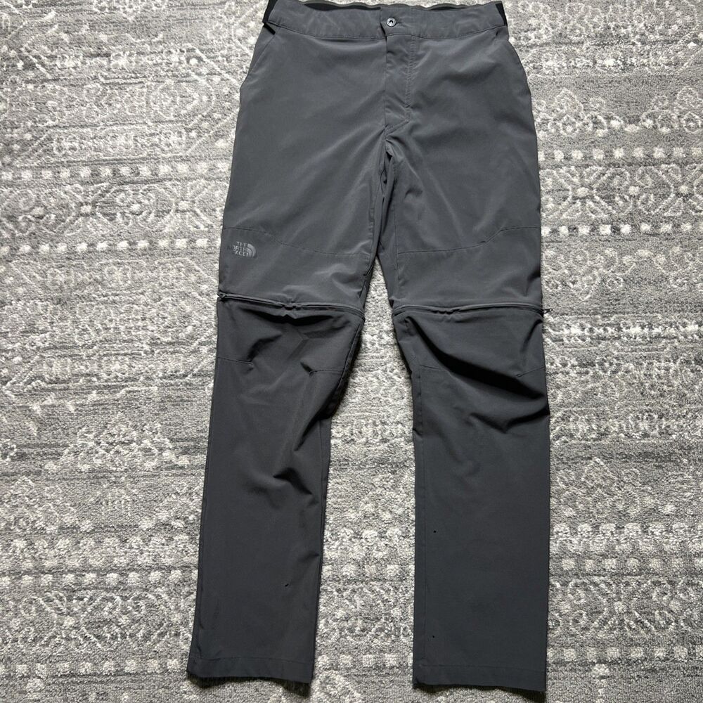 The North Face Convertible Pants Mens 33 Gray Zip-Off Drawstring Hiking FLAWED